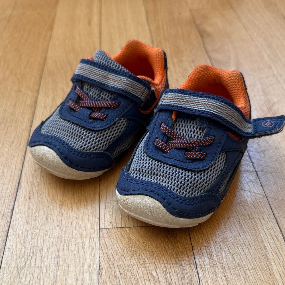 Stride Rite Navy and Orange Baby Walkers